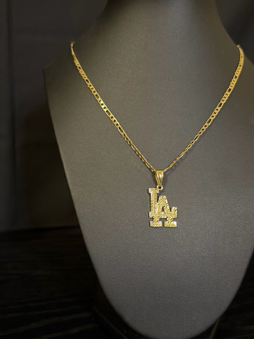 Gold LA Initial Pendant Necklace - Polished Gold Women's Jewelry